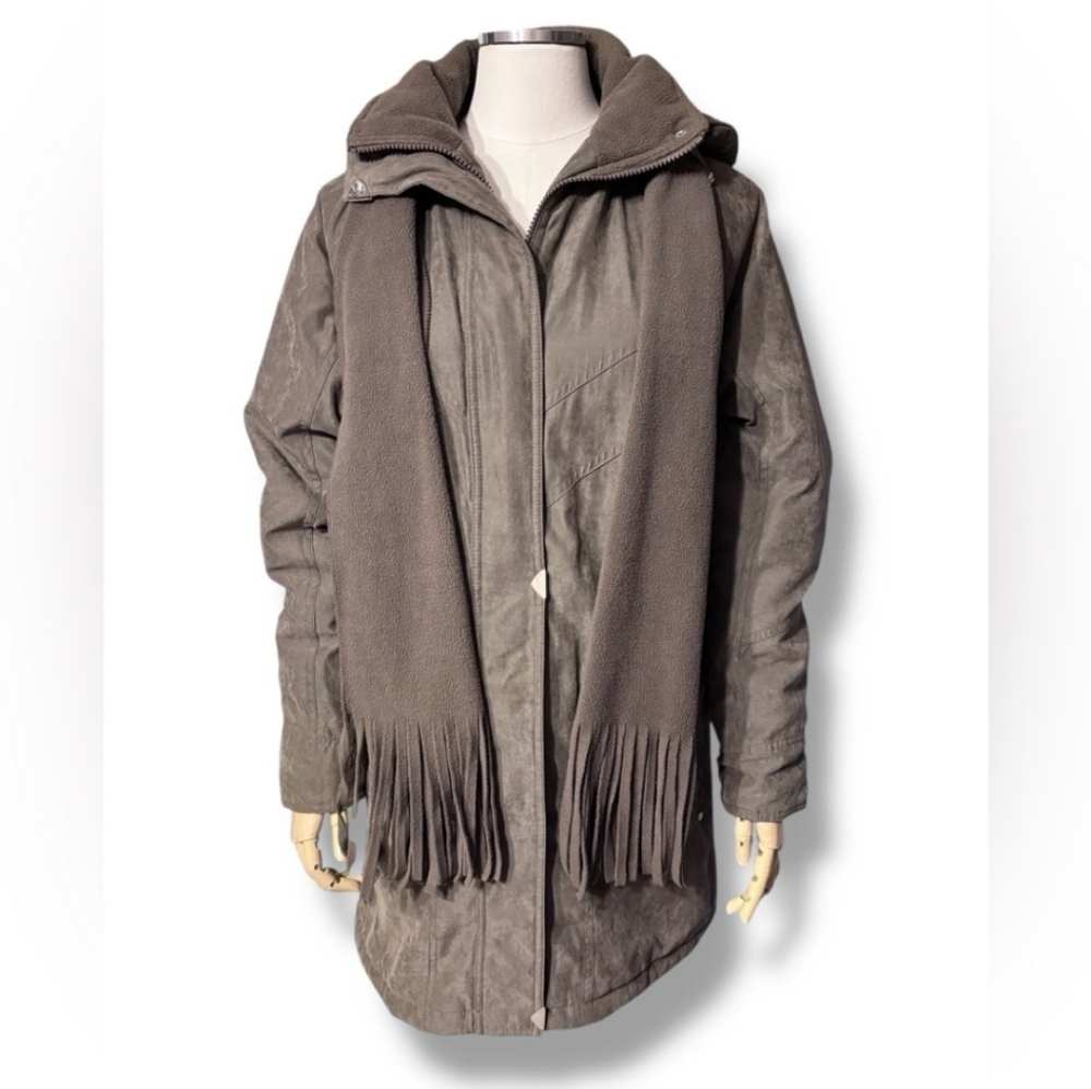 MACKINTOSH NEW ENGLAND Tan Sueded Coat Detachable Hood & Scarf VINTAGE